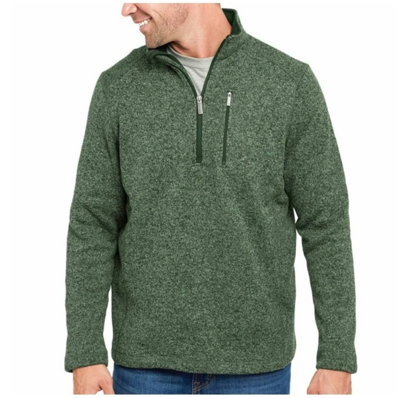 Woolrich 1/4 Zip Pullover Fleece Sweater SzL Heathered Green - Picture 1 of 8